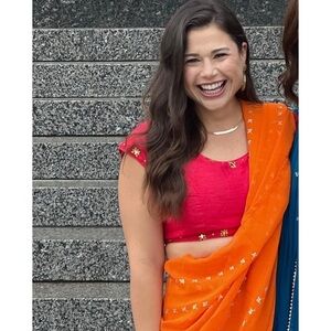 Gorgeous orange and red half sari